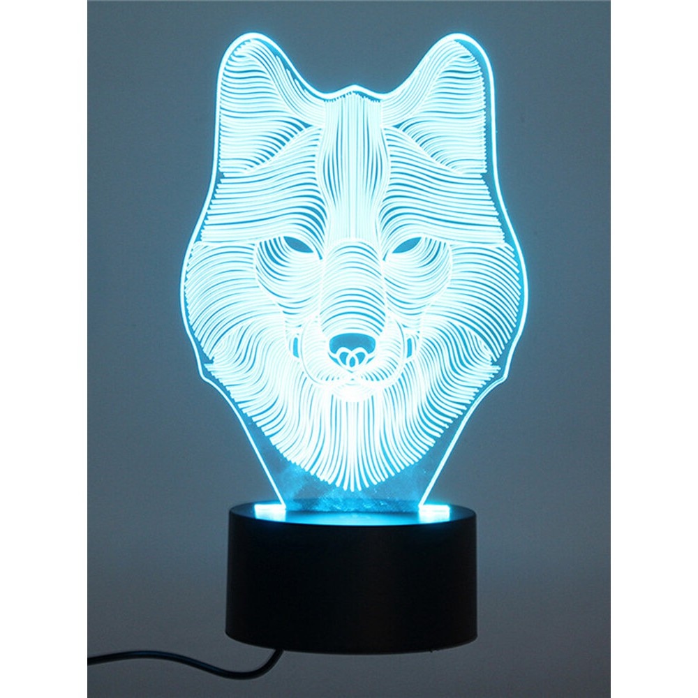 DecBest 3D Wolf Night Light 7 Color Change LED Desk Table Lamp Toy Gift Bedroom Home Decor