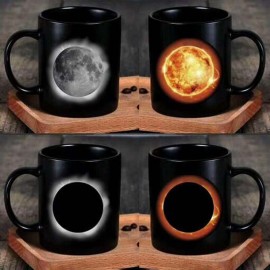 Eclipse  Color Changing Cup Two-sided Color Ceramic Cup Heat-sensing Coffee Mug