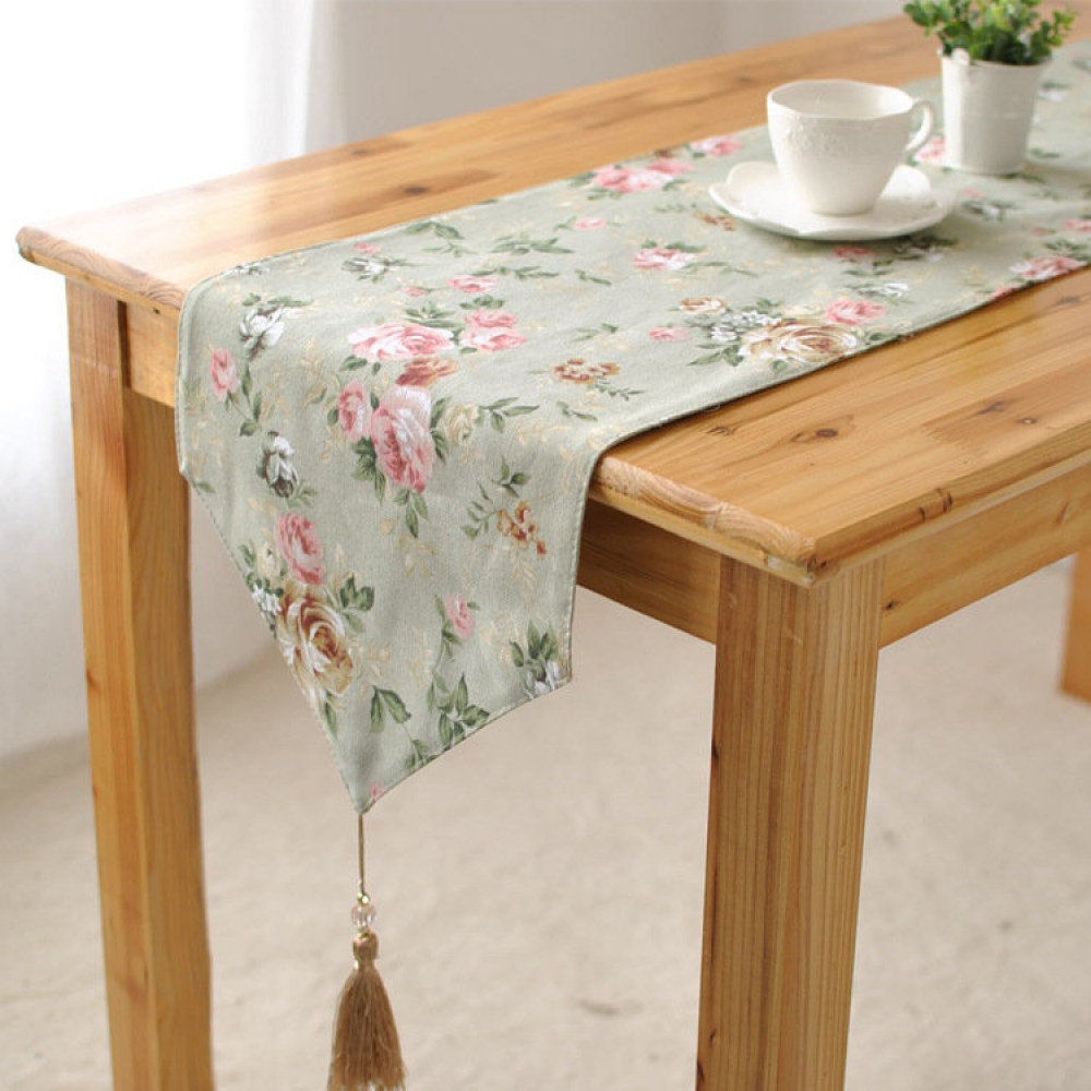 Elegant Rose Cotton Linen Table Runner Desk Cover Heat Insulation Bowl Pad Tableware Mat