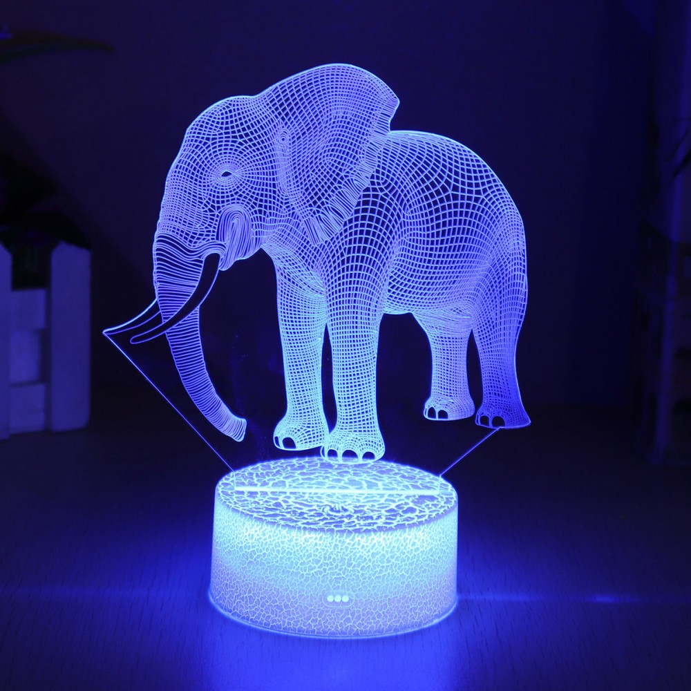 Elephant Model Remote Control Touch Switch 3D Acrylic LED Lamp 7/16 Colors Colorful Light Gift