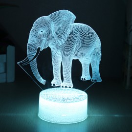 Elephant Model Remote Control Touch Switch 3D Acrylic LED Lamp 7/16 Colors Colorful Light Gift