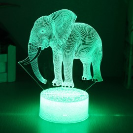 Elephant Model Remote Control Touch Switch 3D Acrylic LED Lamp 7/16 Colors Colorful Light Gift