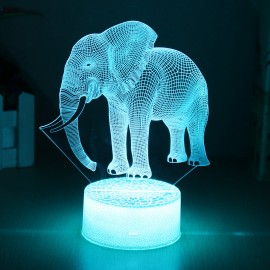 Elephant Model Remote Control Touch Switch 3D Acrylic LED Lamp 7/16 Colors Colorful Light Gift