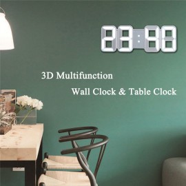 FanJu FJ3208 LED Digital 3D 8-Shape Clock Creative Table Alarm Clock  Wall Clock Time Temperature Display