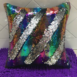 Fashion Sequin Magic Mermaid Throw Pillow Cover Swipe Sofa Cushion Case Decor