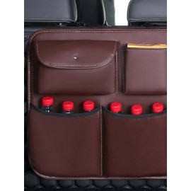 Faux Leather Car Rear Seat Back Storage Bag Multi-use Car Trunk Organizer Auto Stowing Tidying Auto Interior Accessories