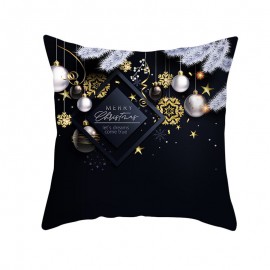 Golden Black Christmas Series Microfiber Cushion Cover Home Sofa Winter Soft Throw Pillow Case