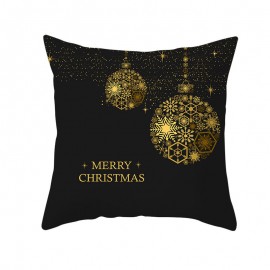 Golden Black Christmas Series Microfiber Cushion Cover Home Sofa Winter Soft Throw Pillow Case