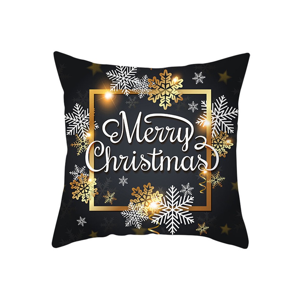 Golden Black Christmas Series Microfiber Cushion Cover Home Sofa Winter Soft Throw Pillow Case