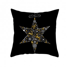 Golden Black Christmas Series Microfiber Cushion Cover Home Sofa Winter Soft Throw Pillow Case