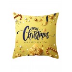 Golden Jingle Merry Christmas Linen Throw Pillow Case Home Sofa Christmas Decor Cushion Cover