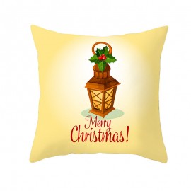 Golden Jingle Merry Christmas Linen Throw Pillow Case Home Sofa Christmas Decor Cushion Cover