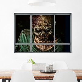 Halloween 3D Horrible Zombie Fake Windows Sticker Bedroom Living Room Haunted House Decor Ghost Wall