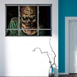 Halloween 3D Horrible Zombie Fake Windows Sticker Bedroom Living Room Haunted House Decor Ghost Wall