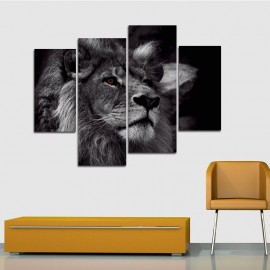 Hand Painted Four Combination Decorative Paintings Lion Head Wall Art For Home Decoration