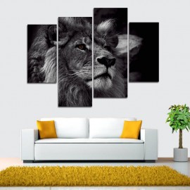 Hand Painted Four Combination Decorative Paintings Lion Head Wall Art For Home Decoration