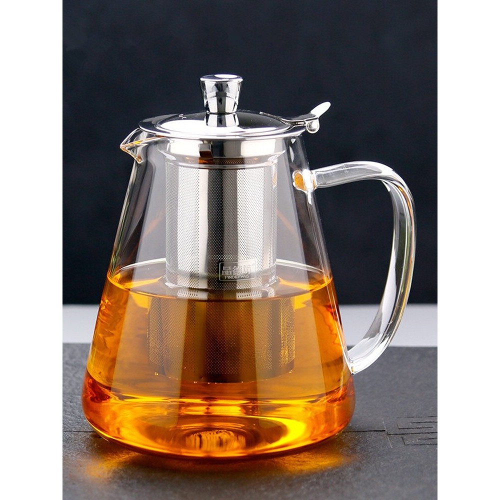 Hand-blown Heat Resistant Borosilicate Glass Teapot with Upgraded Stainless Steel Infuser