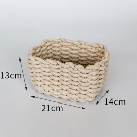 Hand-woven Cotton Rope Storage Box Simple Storage Basket Snack Key Desktop Debris Basket