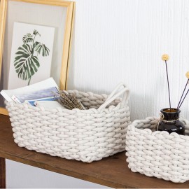 Hand-woven Cotton Rope Storage Box Simple Storage Basket Snack Key Desktop Debris Basket