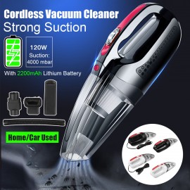 Handheld 120W Car Home Cordless Rechargeable Dust Vacuum Wet Dry Cleaner Dirt