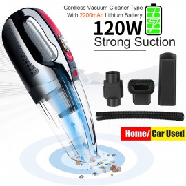 Handheld 120W Car Home Cordless Rechargeable Dust Vacuum Wet Dry Cleaner Dirt