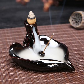 Handmade Black Ceramic Glaze Incense Burner Holder Buddhist Backflow Censer Home Crafts Ornaments