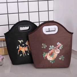 High Quality Oxford Cloth Round Hole Cartoon Digging Lunch Bag Portable Lunch Bag Multifunctional Lunch Bag