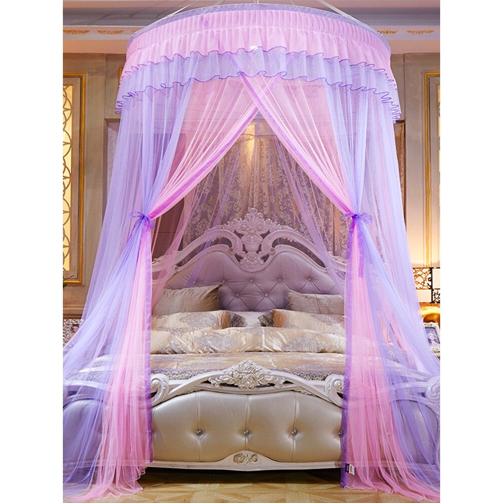 Home Textiles Hanging Dome Princess Mosquito Net Free Installation Bed Mantle Floor Mosquito Net Adult