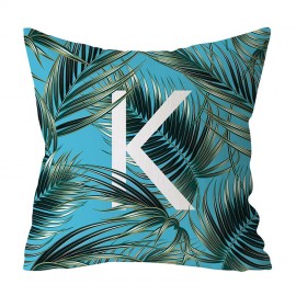 Jungle Green Plants Alphabet Letter Pattern Peach Skin Cushion Cover Home Sofa Art Decor Pillowcases