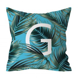 Jungle Green Plants Alphabet Letter Pattern Peach Skin Cushion Cover Home Sofa Art Decor Pillowcases