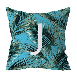 Jungle Green Plants Alphabet Letter Pattern Peach Skin Cushion Cover Home Sofa Art Decor Pillowcases