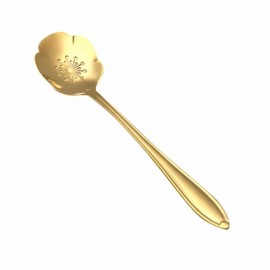 KCASA KC-FS04 Gold Flower Shape Stainless Steel Coffee Sugar Spoon Teaspoons Ice Cream Tableware