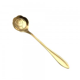 KCASA KC-FS04 Gold Flower Shape Stainless Steel Coffee Sugar Spoon Teaspoons Ice Cream Tableware