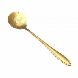 KCASA KC-FS04 Gold Flower Shape Stainless Steel Coffee Sugar Spoon Teaspoons Ice Cream Tableware