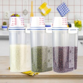 Kitchen Food Cereal Grain Bean Rice Hand With Measuring Cup Plastic Plastic Storage Container