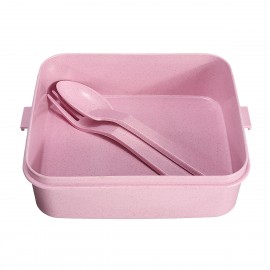 Large Capacity Cartoon Bear Three-layer Lunch Box With Spoon Fork Portable Wheat Straw Bento Box