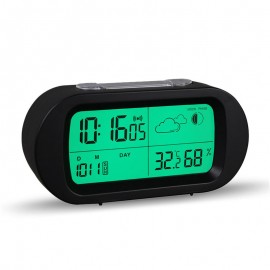 Loskii HC-102 Digital Time Thermometer Date Weather Display Snooze Mode Alarm Clock with LCD Screen