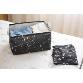 Marble Dustproof Large Thick Foldable Finishing Box Cotton Linen Art Clothing Storage Basket