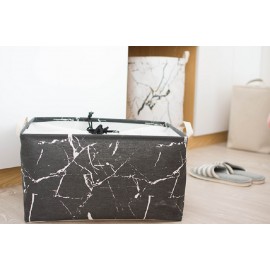 Marble Dustproof Large Thick Foldable Finishing Box Cotton Linen Art Clothing Storage Basket