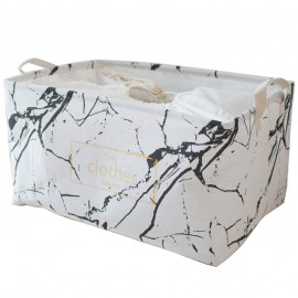 Marble Dustproof Large Thick Foldable Finishing Box Cotton Linen Art Clothing Storage Basket