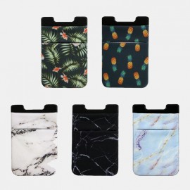 Marble Pattern Lycra Mobile Phone Back Sticker Card Case Multi-function Thermal Transfer Mobile Wallet