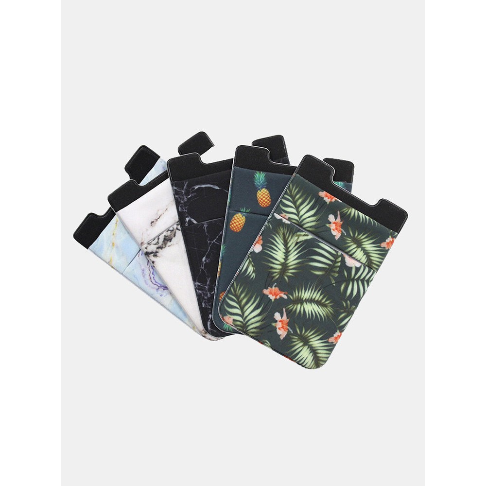 Marble Pattern Lycra Mobile Phone Back Sticker Card Case Multi-function Thermal Transfer Mobile Wallet