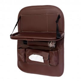 Microfiber Leather Car Seat Back Foldable Food Table Storage Bag Multi-functional Phone Organizer