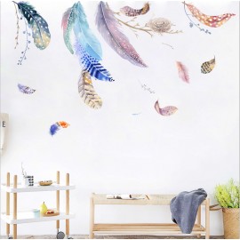 Miico 2PCS Feather Decorative Sticker Sofa Background Wall Sticker DIY Sticker Living Room Bedroom