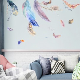 Miico 2PCS Feather Decorative Sticker Sofa Background Wall Sticker DIY Sticker Living Room Bedroom