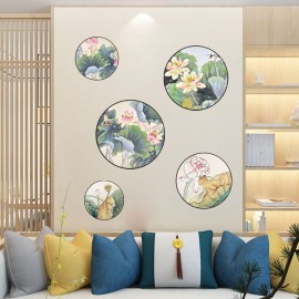 Miico 2PCS Lotus Painting Sticker Home Study Room Decor Sticker Wall Sticker Combination Stickers