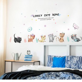 Miico Hand-Painted Cat Wall Sticker Children’s Room Kindergarten Decorative Stickers DIY Sticker