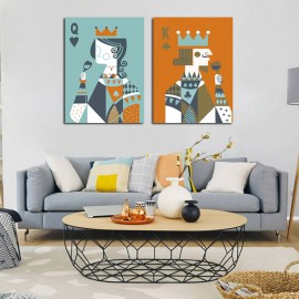 Miico Hand Painted Combination Decorative Paintings King And Queen Painting Wall Art For Home Decor