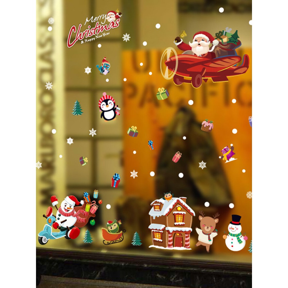 Miico SK9245 Christmas Sticker Cartoon Animals Wall Stickers Removable For Christmas Decoration