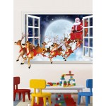 Miico XH7229 Christmas Sticker Cartoon Christmas Deer Santa 3D Wall Art Stickers Removable